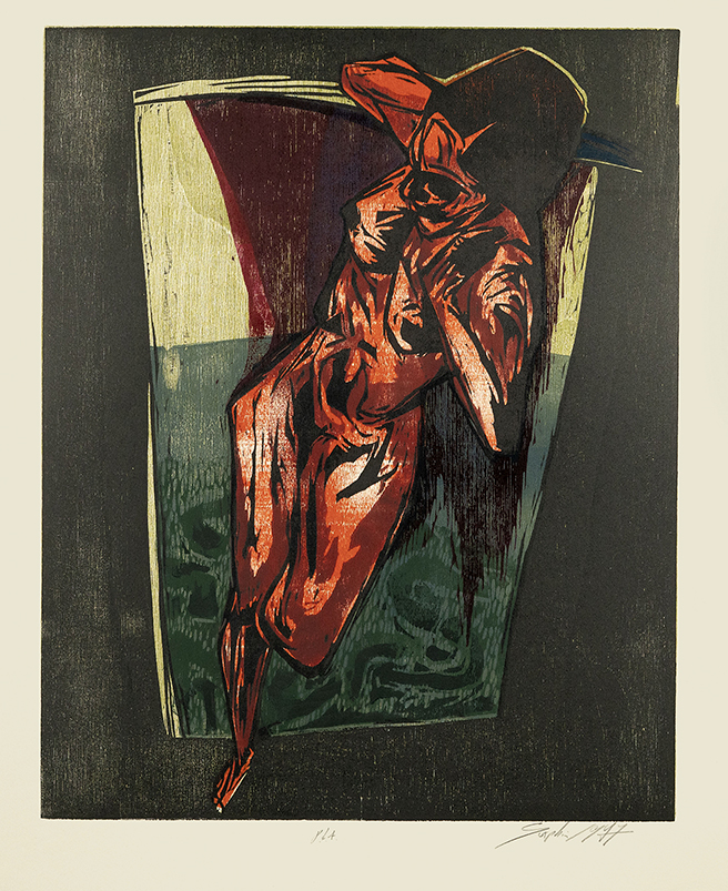 Woman, woodcut